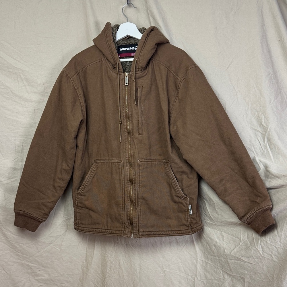 Wolverine Sturgis jacket in light chestnut canvas duck with sherpa lining size L